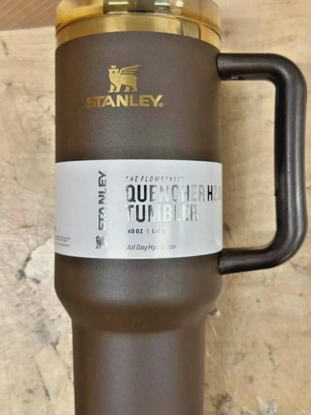 Chocolate Gold 40oz Quencher Style Insulated Tumbler with Handle & Straw